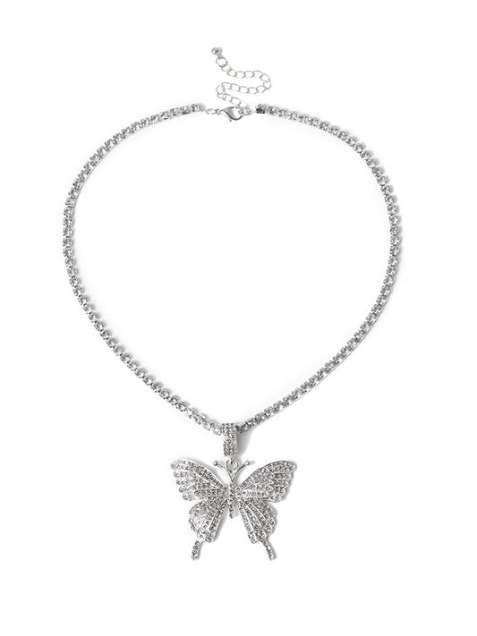 Collares de diamantes de imitación con colgante de mariposa europea