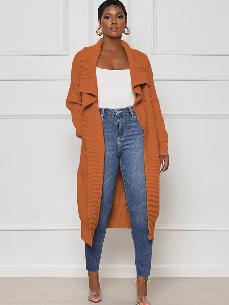 Cárdigan ajustado liso de manga larga de punto