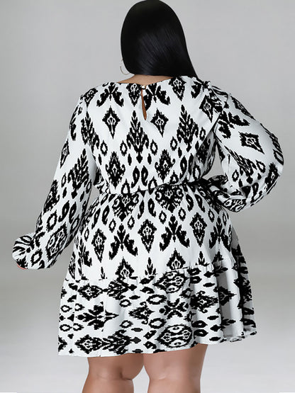 Vestidos midi de talla grande Manga larga Cuello redondo