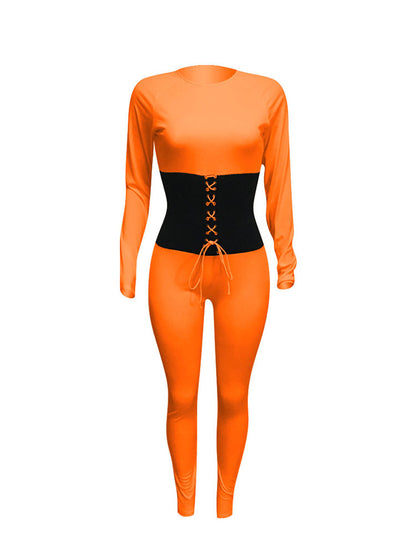 Monos con cordones y bloques de color de manga larga