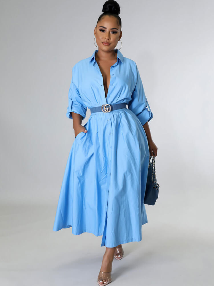 Vestidos largos ajustados de color sólido de manga larga