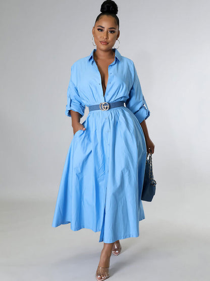 Vestidos largos ajustados de color sólido de manga larga