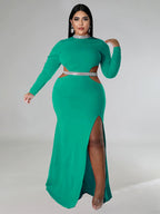 Vestidos largos con abertura y abertura de talla grande