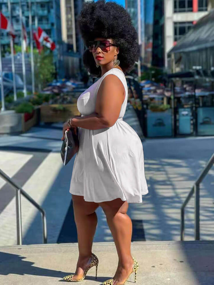 Sin mangas Cuello redondo Sólido Mini Vestidos