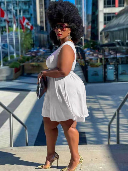 Sin mangas Cuello redondo Sólido Mini Vestidos