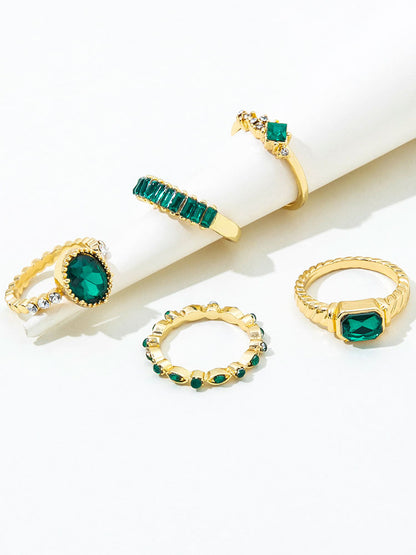 Five Piece Imitation Gem Rings Set