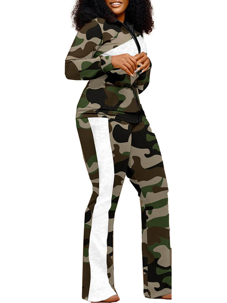 Two Piece Long Sleeve Printed Jacket Pants