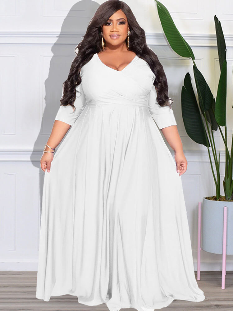 Vestidos largos ajustados con cuello en V y manga pulsera