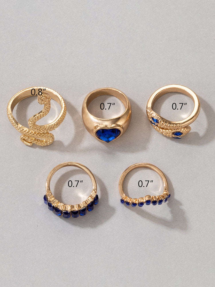 Conjuntos de anillos de diamantes y esmeraldas de imitación de serpiente