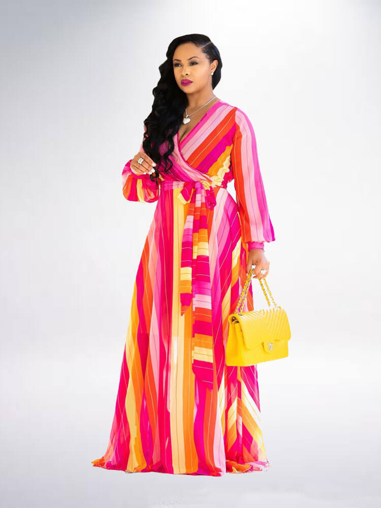 Vestidos largos plisados ​​con estampado floral