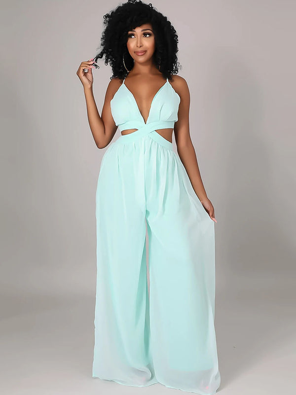 Halter Sleeveless Backless Loose Rompers
