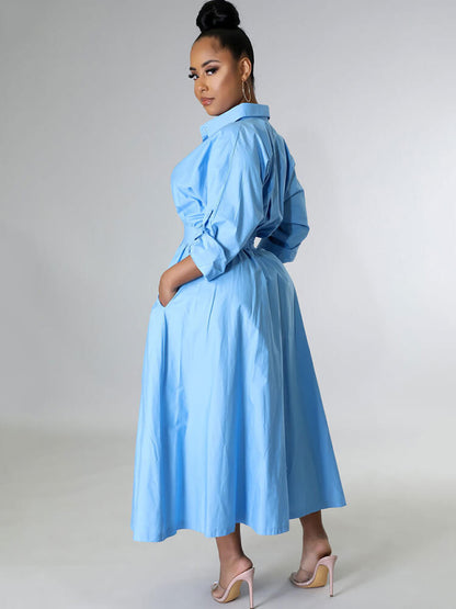 Vestidos largos ajustados de color sólido de manga larga