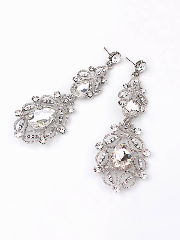 Pendientes de patchwork huecos con diamantes de imitación