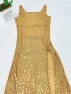 Sequin Sleevelesss Split Bodycon Maxi Dress
