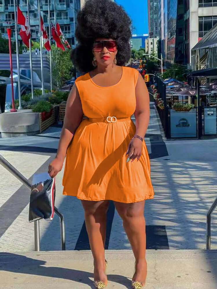 Sin mangas Cuello redondo Sólido Mini Vestidos