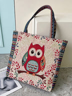 Bolso de hombro con estampado floral de búho bordado