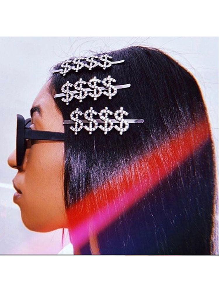 Horquillas para el pelo con letras de cristal y diamantes de imitación