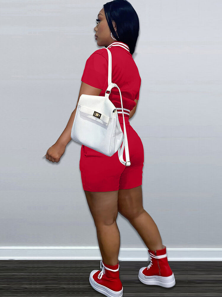 Chándal de béisbol de dos piezas con bloques de color y manga corta