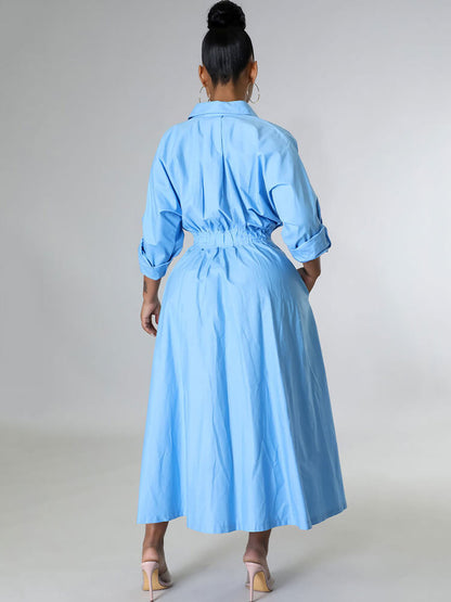 Vestidos largos ajustados de color sólido de manga larga