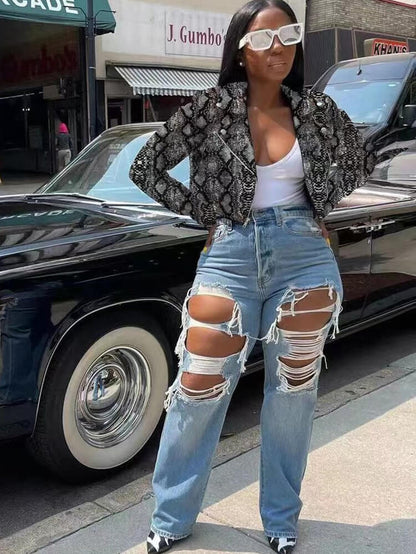 Long Sleeve Printed Zip Up Jacket