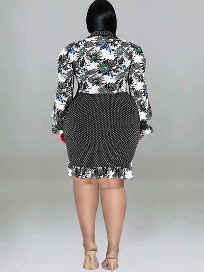 Minivestidos de manga larga con estampado floral y patchwork