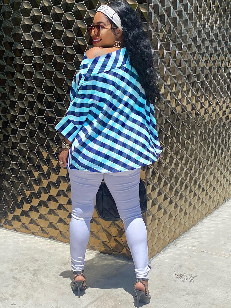 Tops ajustados con estampado de cuadros de un hombro