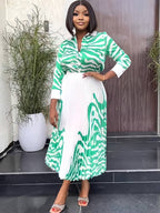 Two Piece Long Sleeve Zebra Print Skirt Suit