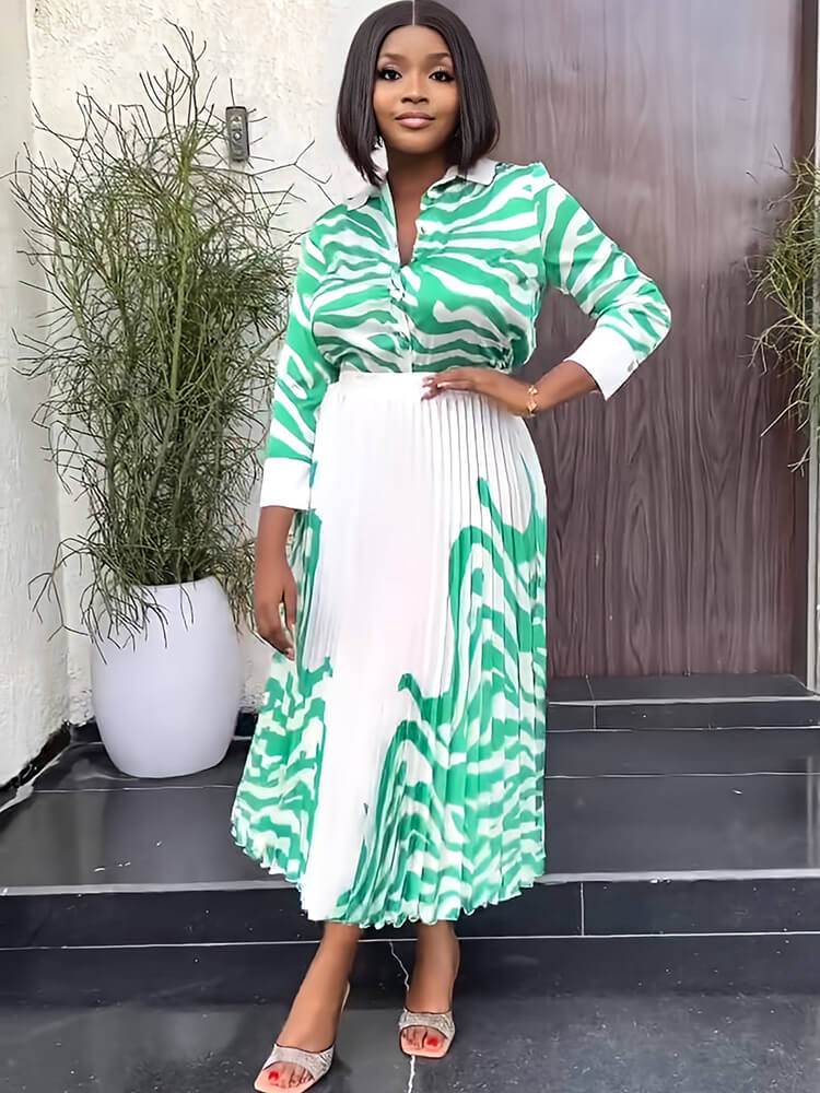 Two Piece Long Sleeve Zebra Print Skirt Suit