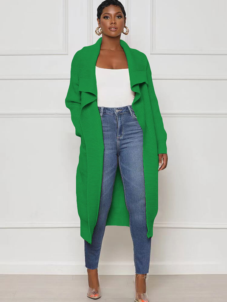 Cárdigan ajustado liso de manga larga de punto