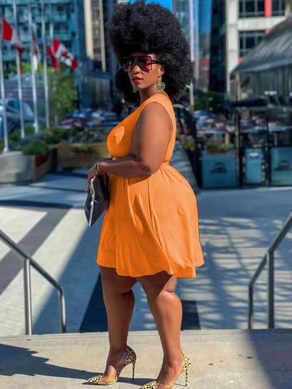 Sin mangas Cuello redondo Sólido Mini Vestidos