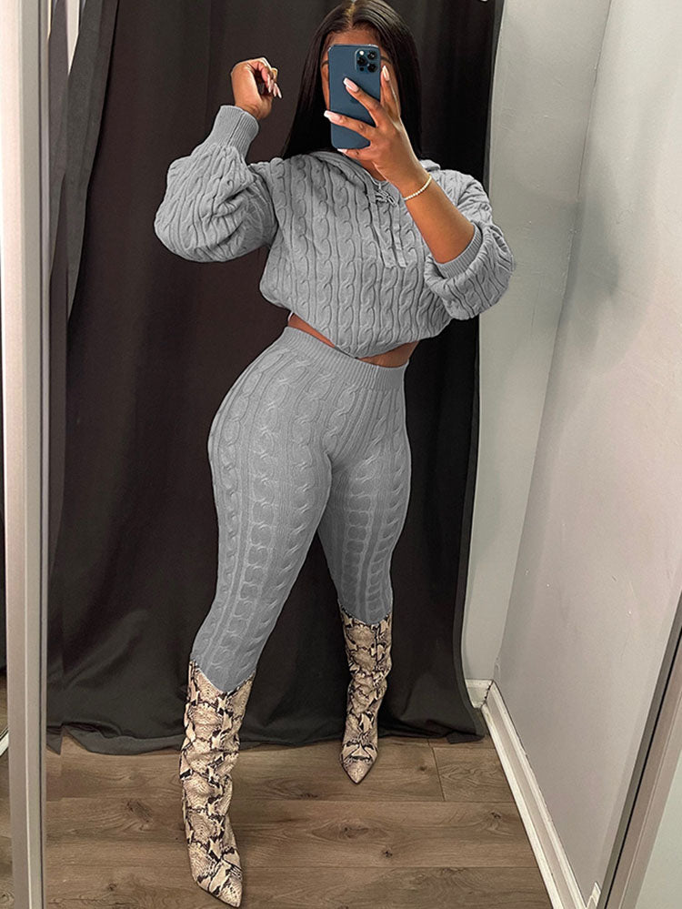 Trajes de pantalón y suéter de manga larga de dos piezas