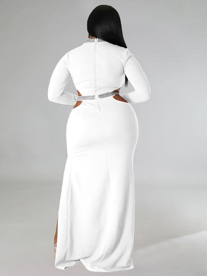 Plus Size Cut Out Split Maxi Dresees