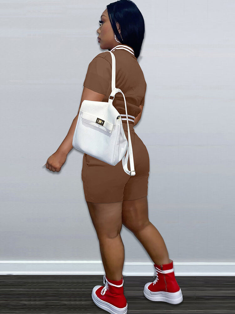 Chándal de béisbol de dos piezas con bloques de color y manga corta