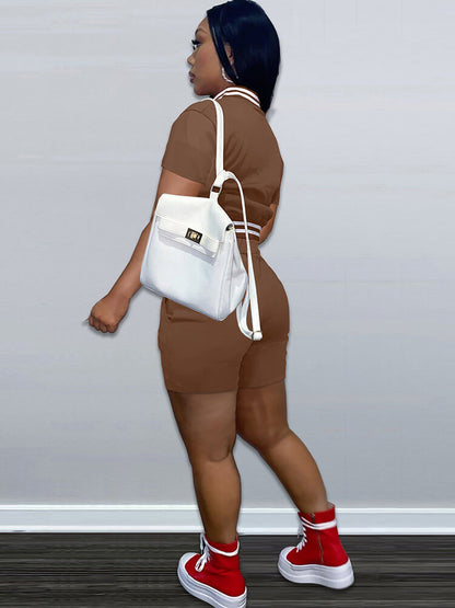 Chándal de béisbol de dos piezas con bloques de color y manga corta