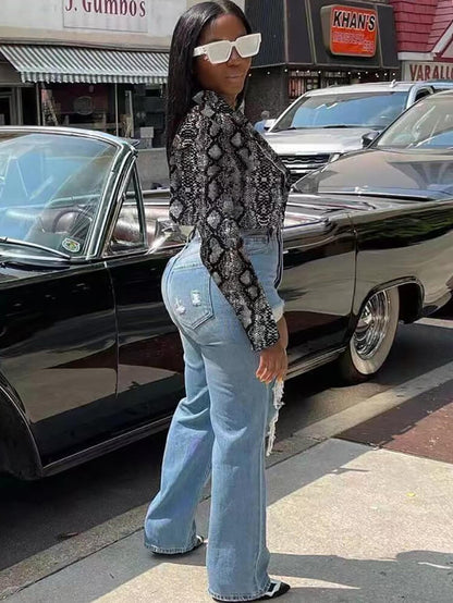 Long Sleeve Printed Zip Up Jacket