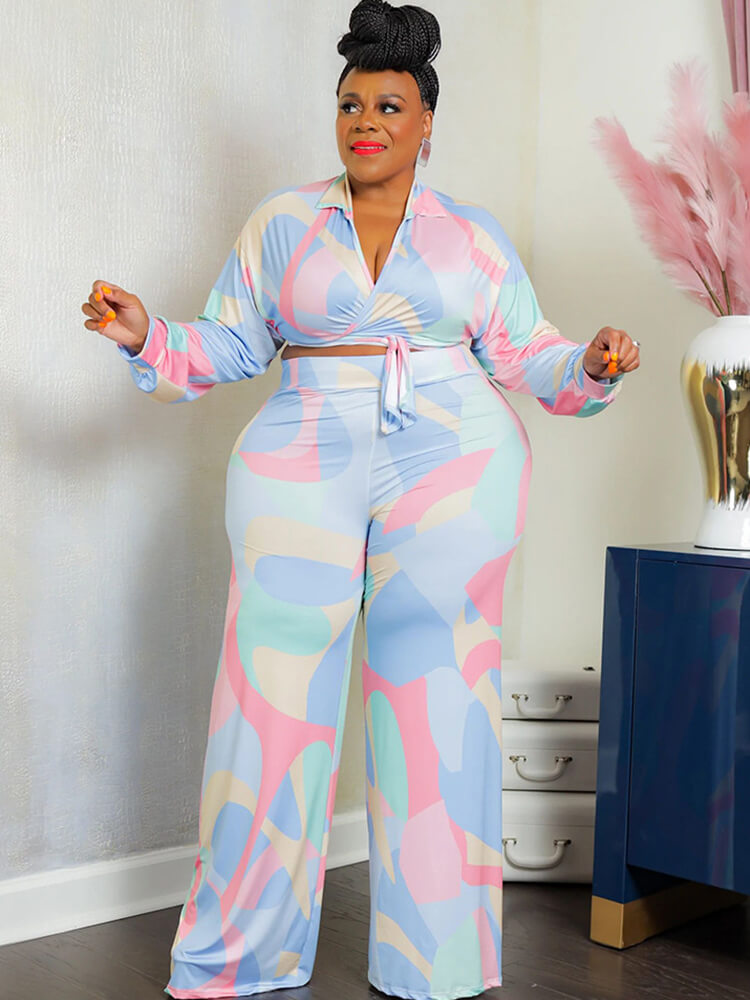 Two Piece Long Sleeve Houndstooth Top Pants