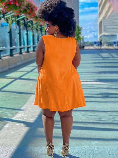 Sin mangas Cuello redondo Sólido Mini Vestidos