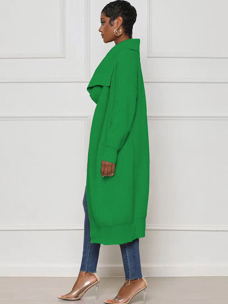 Cárdigan ajustado liso de manga larga de punto