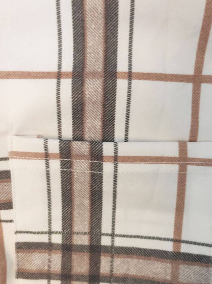 Vestidos midi fruncidos con estampado de cuadros de manga larga