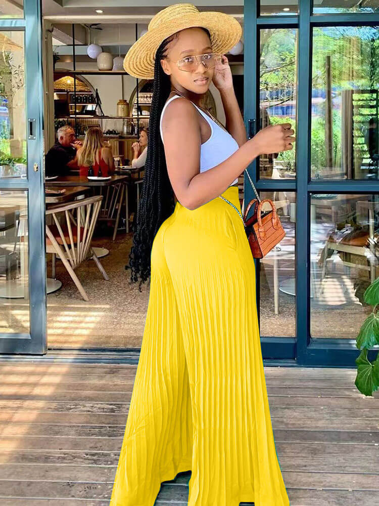 Pleated Loose Wide Leg Long pants
