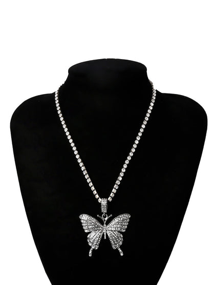 Collares de diamantes de imitación con colgante de mariposa europea