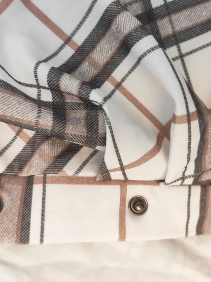 Vestidos midi fruncidos con estampado de cuadros de manga larga