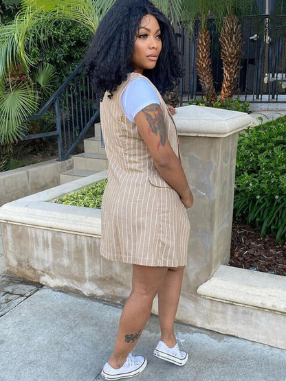 Trajes de chaleco tipo blazer casual de dos piezas a rayas