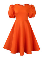 Puff Sleeve Solid Ruched Bodycon Midi Dress