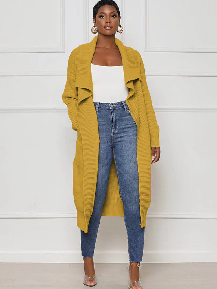 Cárdigan ajustado liso de manga larga de punto