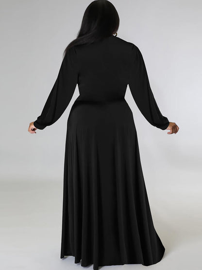 Two Piece Long Sleeve Crop Top Maxi Skirts