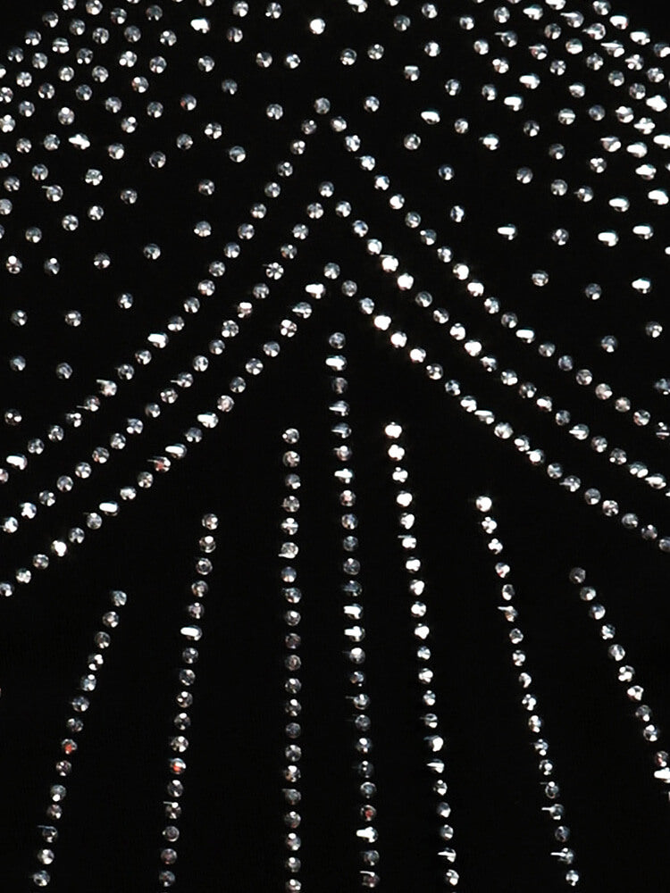 Vestido largo ajustado sin mangas con diamantes de imitación