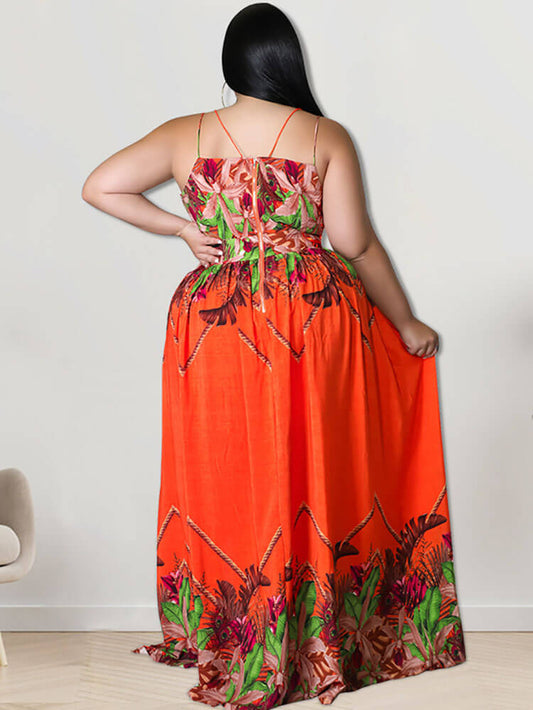 Vestidos largos con estampado floral y cuello en V