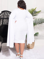 Vestidos midi de talle alto y mangas divididas de talla grande