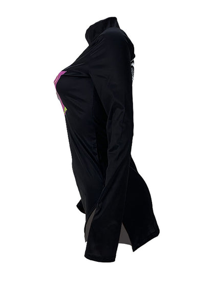 Long Sleeves Print Side Split Mini Dress